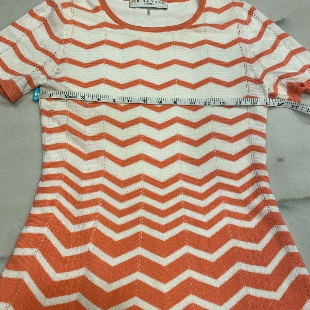 Trina Turk Dress Sweater Knit Chevron Coral Cream - Picture 6 of 14